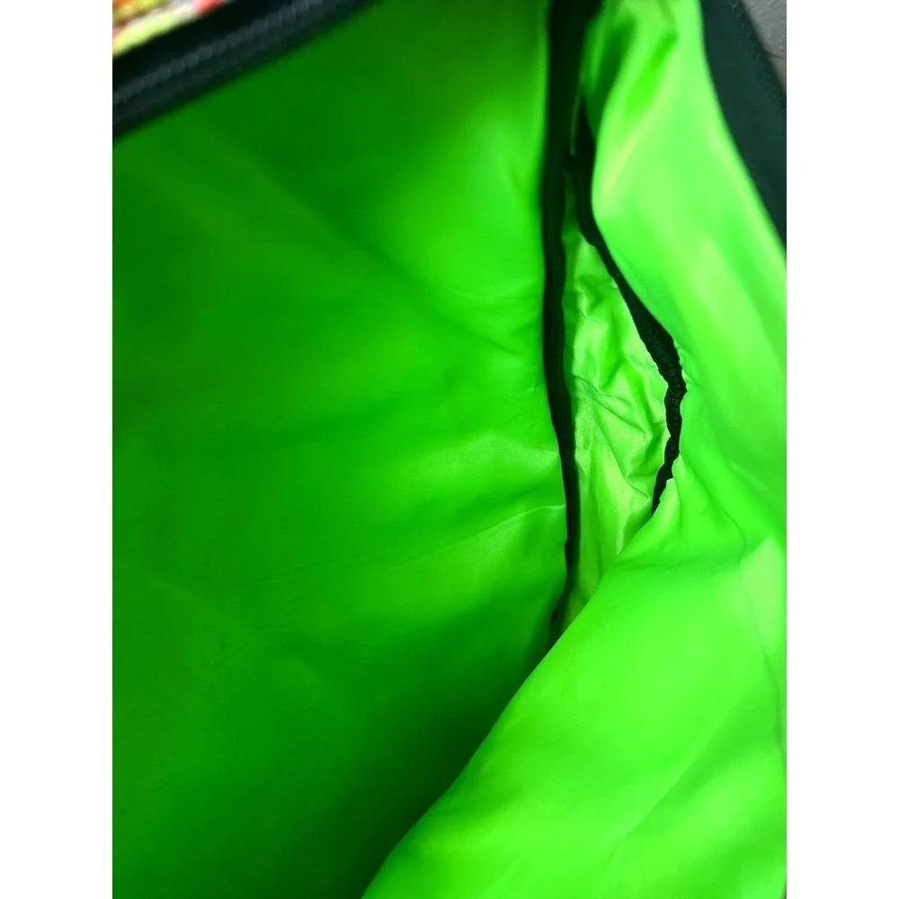Crocs Graffiti Print Sling  Crossbody Backpack Neon Green Interior Multi-Color